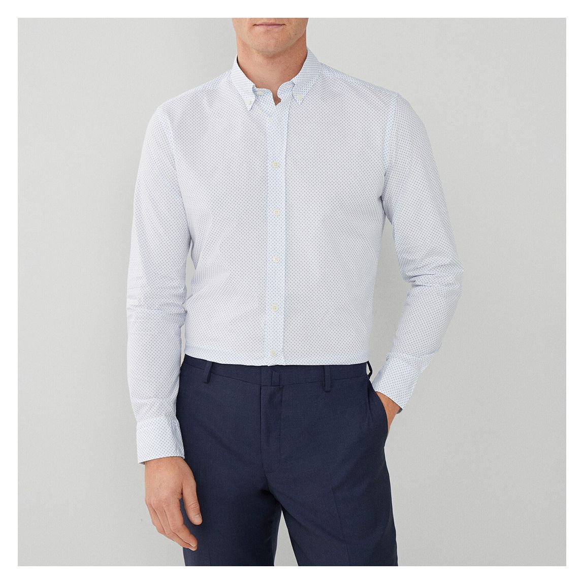 White Print Slim Fit Poplin Cotton Shirt main product photo