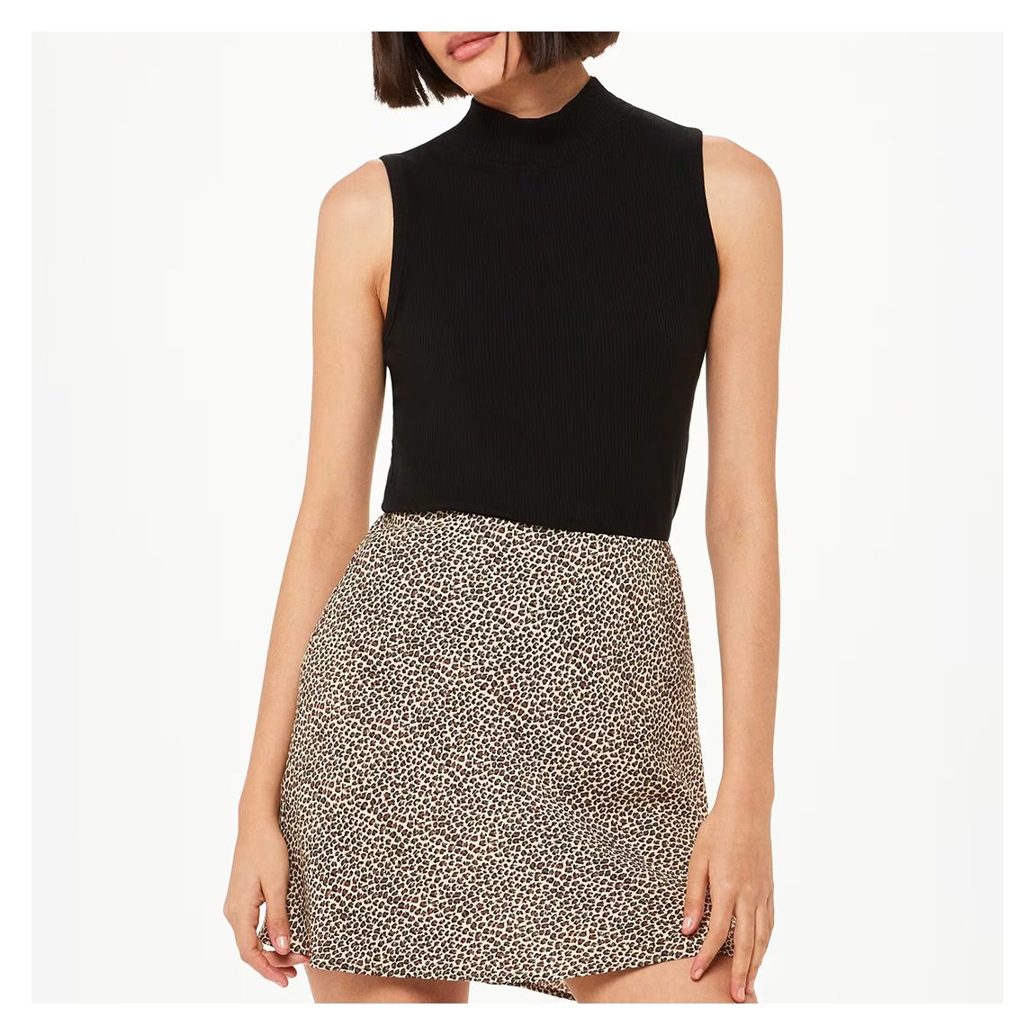 Brown Dashed Leopard Mini Skirt main product photo