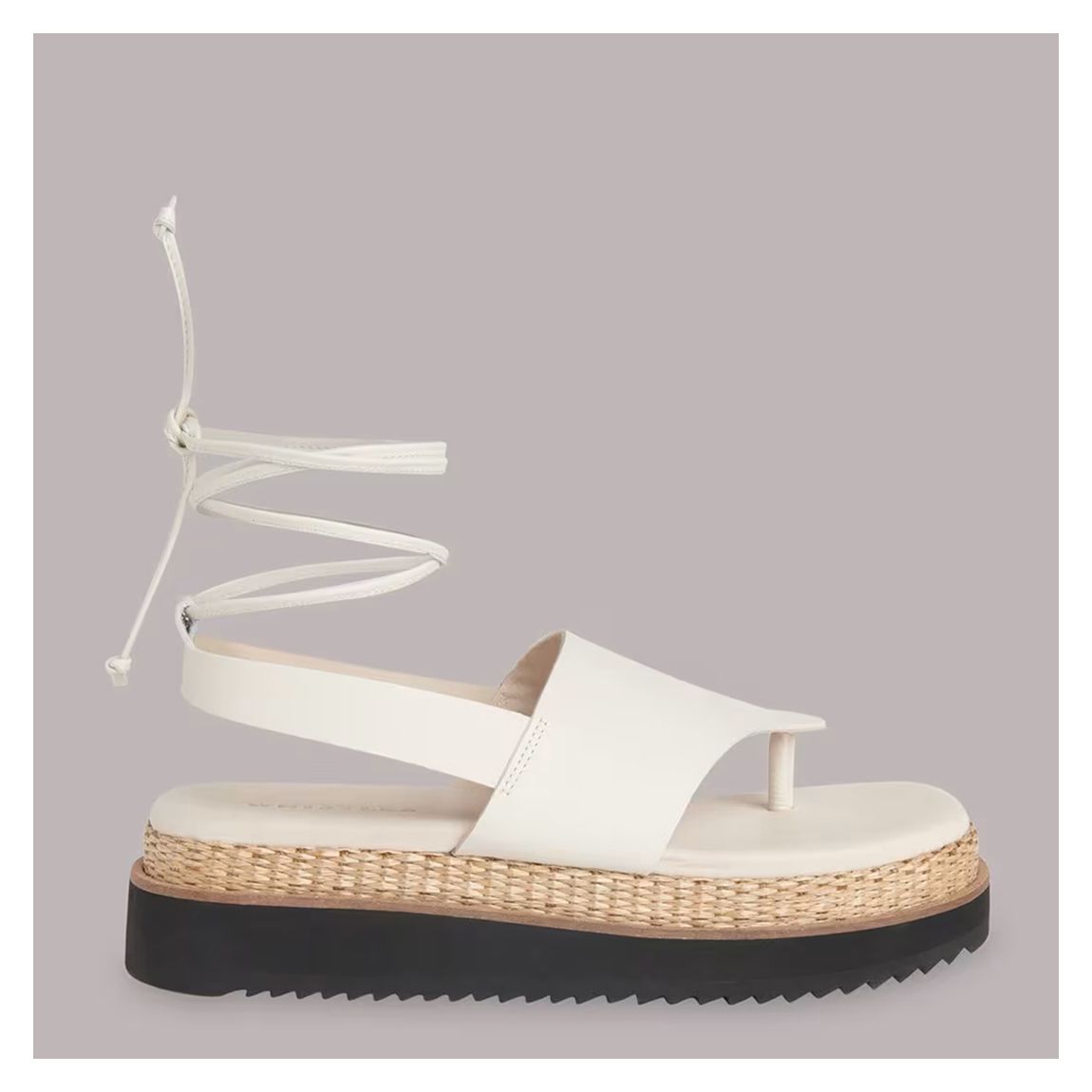 White Lia Raffia Platform Leather Sandals main product photo