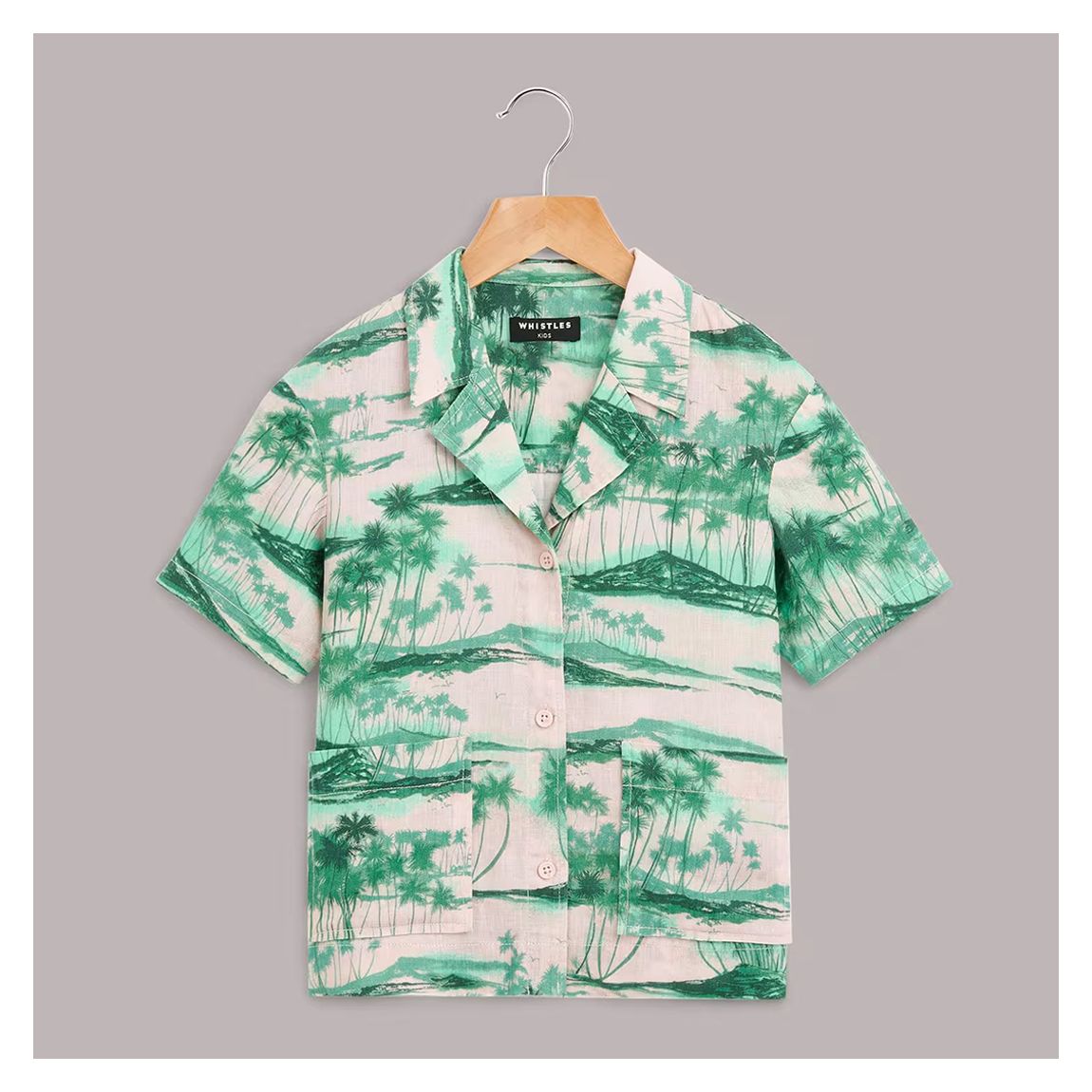 Pink/Green Palm Print Sammy Linen Blend Shirt main product photo