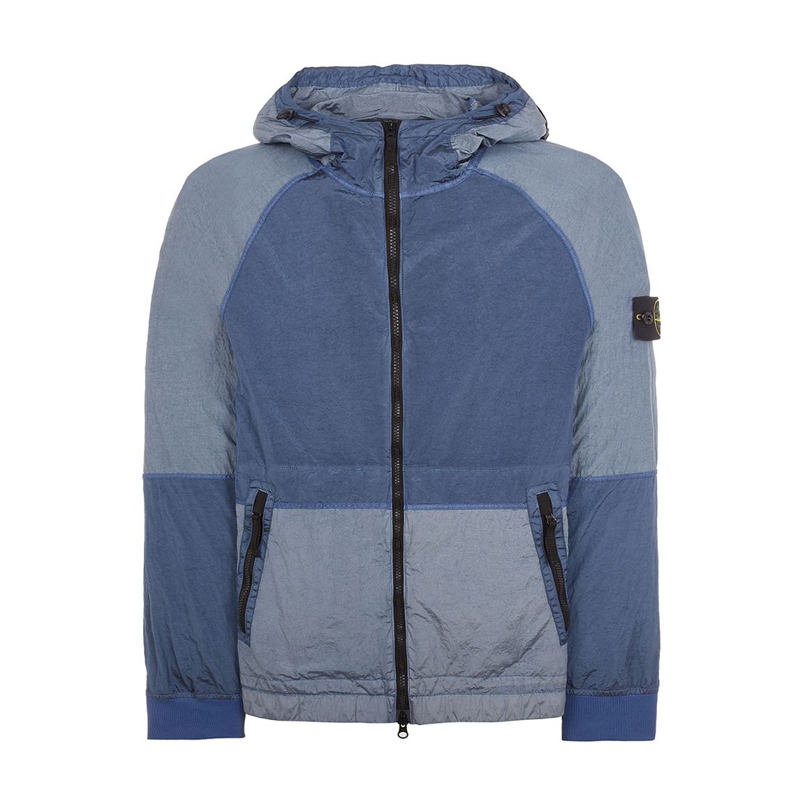 Blue Colour Block Nylon Hooded Jacket main product photo