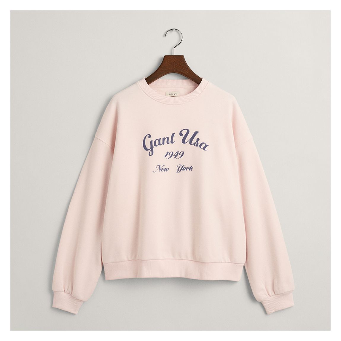 Teen's Pale Pink Oversized Script Logo Cotton Blend Sweatshirt main product photo