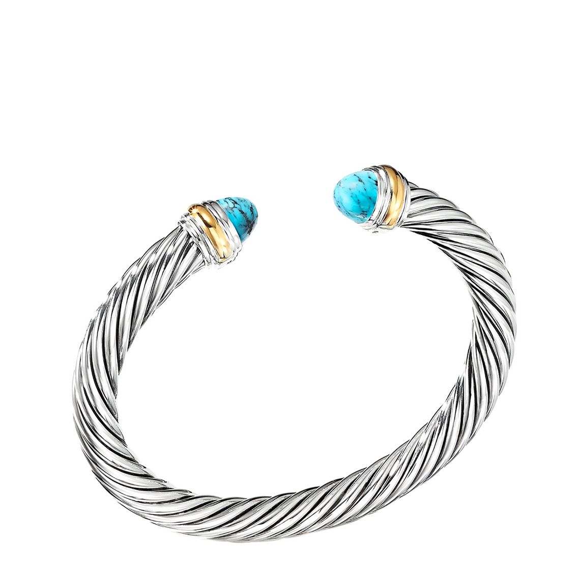 18K Gold & Silver Two Ton Turquoise Cuff Bangle main product photo