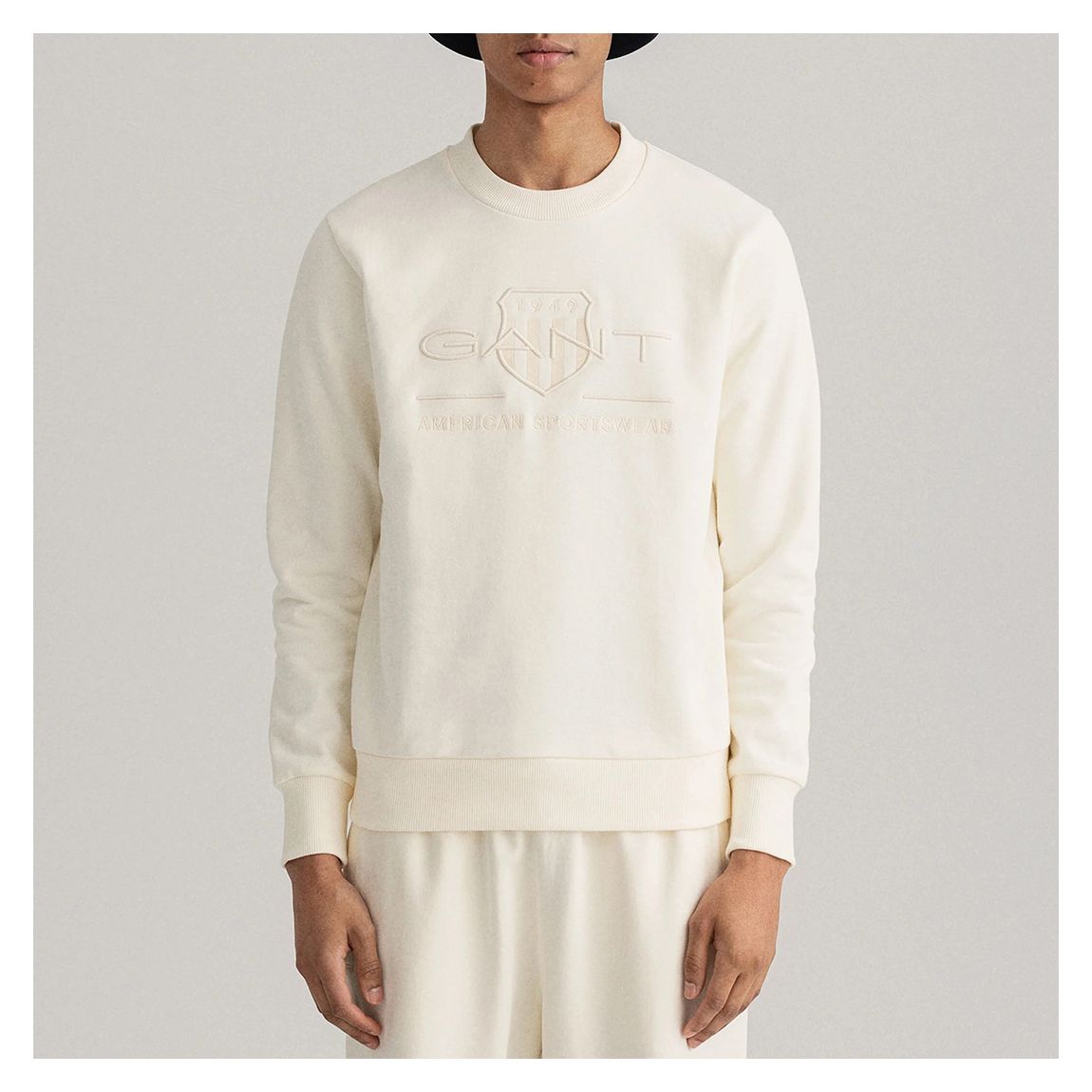 Cream Tonal Shield Cotton Sweatshirt main product photo