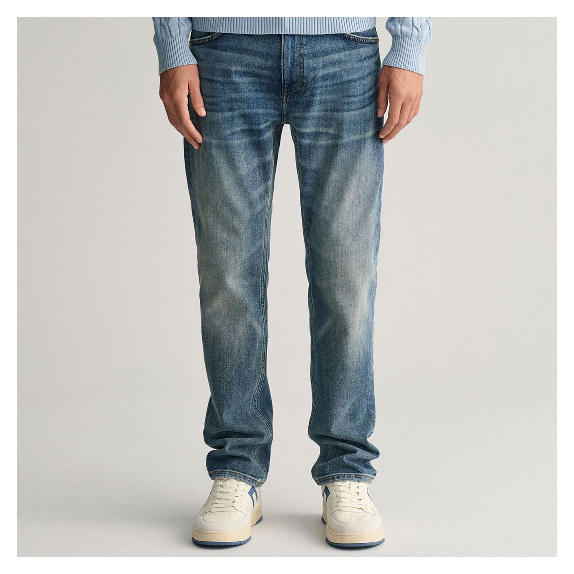 Washed Blue Regular Archive Stretch Jeans main product photo