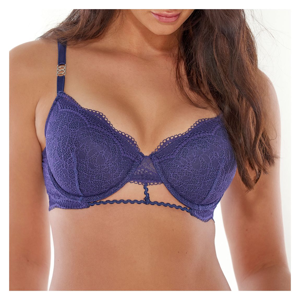Dark Blue Padded Underwire Bra main product photo
