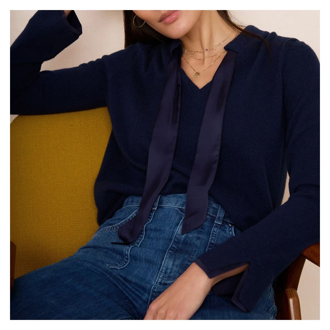Navy Alora Wool Cashmere Blend Jumper main product photo