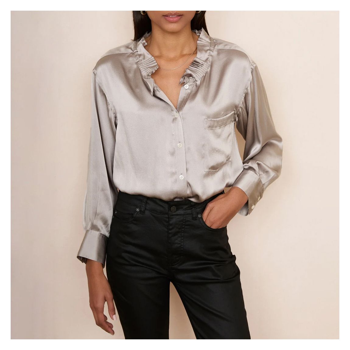 Silver Odette Silk Shirt main product photo