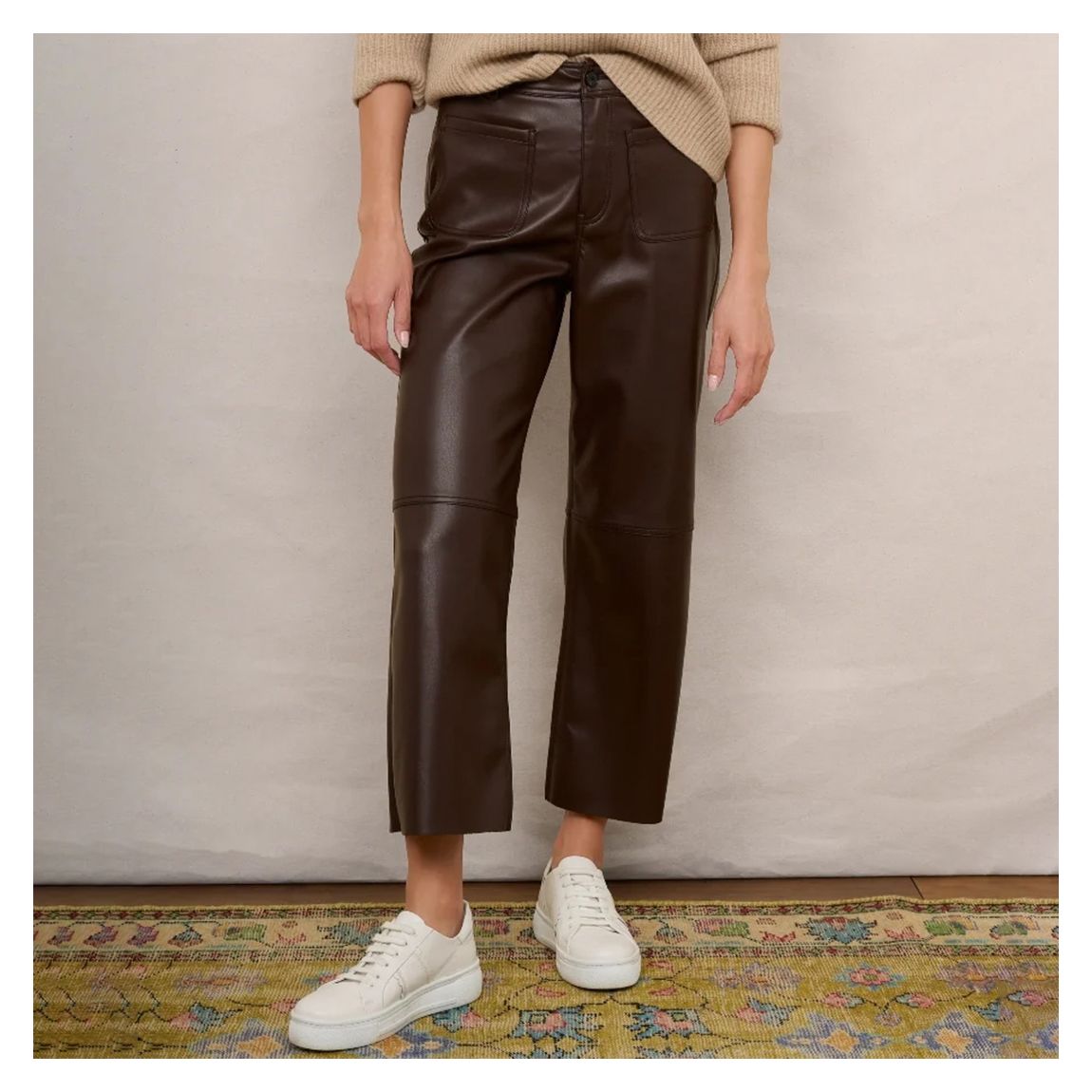 Brown Jules Faux Leather Trousers main product photo