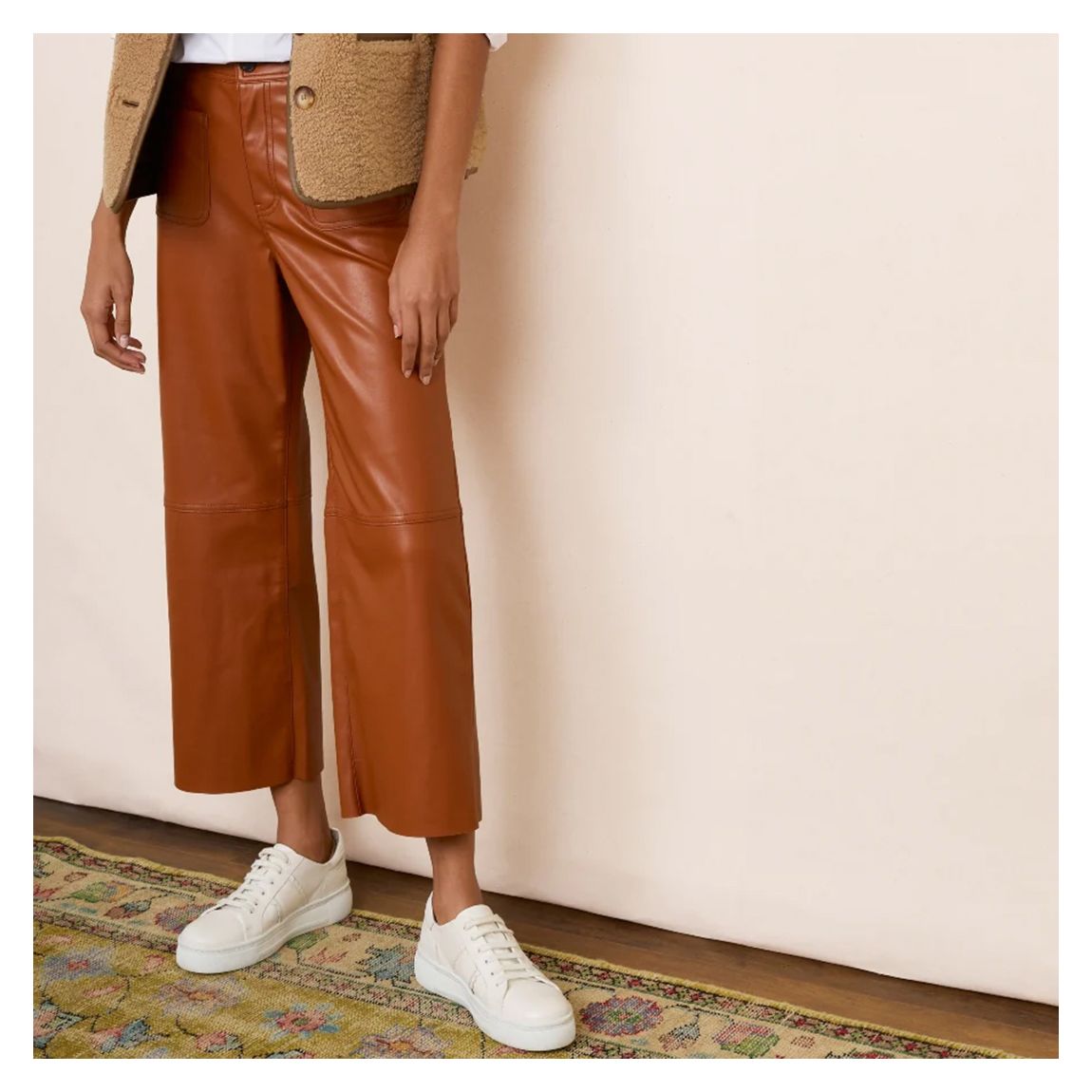 Tan Jules Faux Leather Trousers main product photo