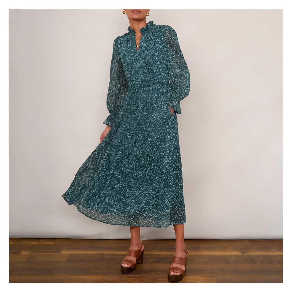 Teal Brianna Pleat Dress main product photo