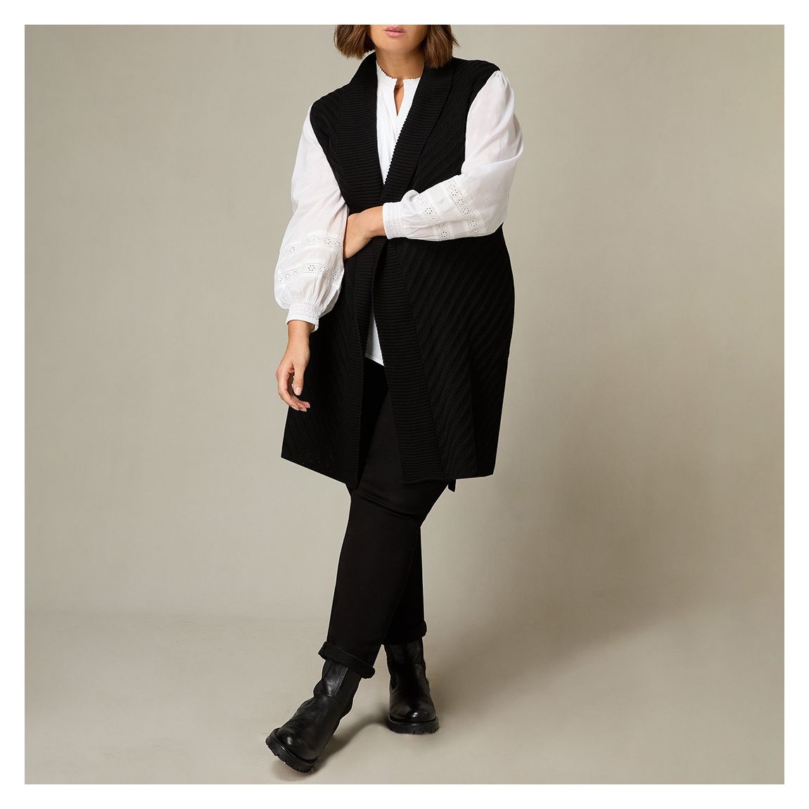 Black Sleeveless Cardigan main product photo