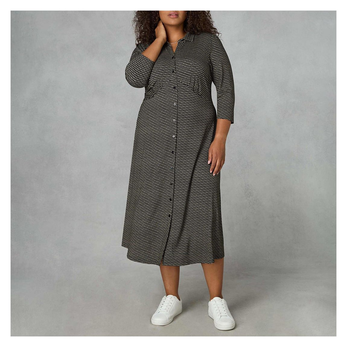 Black And Stone Geo Print Shirt Dress main product photo