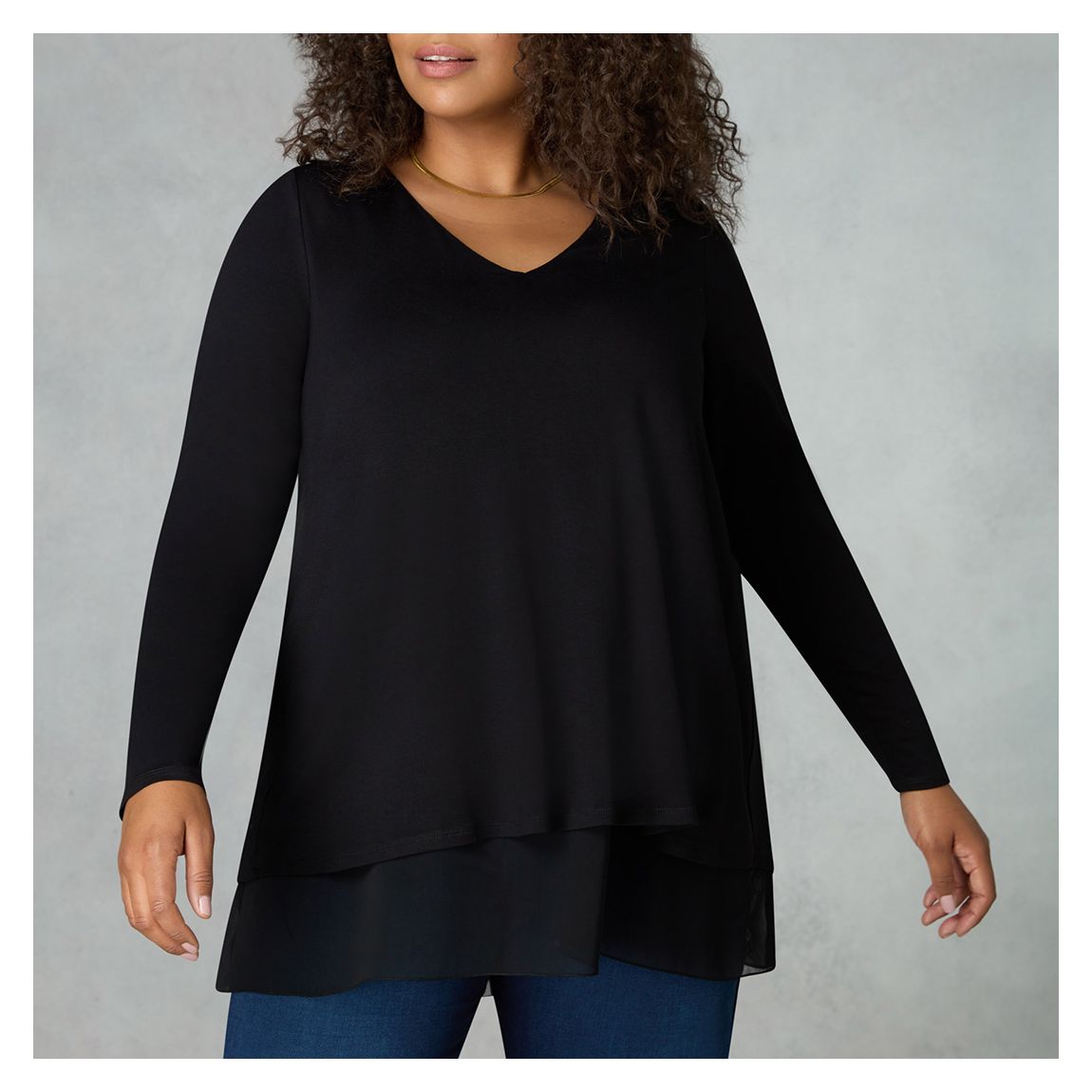Black Split Back Overlay Top main product photo