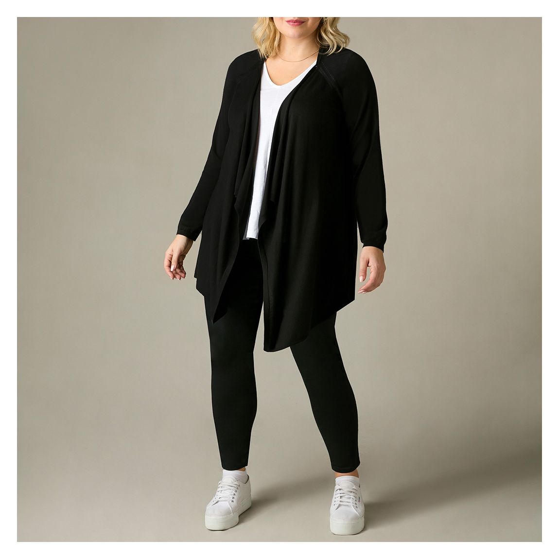 Black Knitted Waterfall Cardigan main product photo