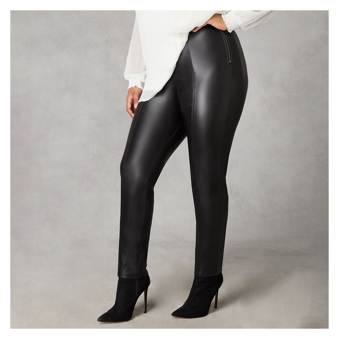 Black Faux Leather Straight Leg Trousers main product photo