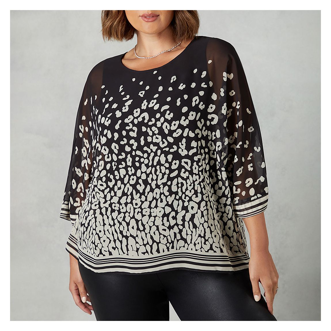 Black Leopard Print Chiffon Overlay Top main product photo