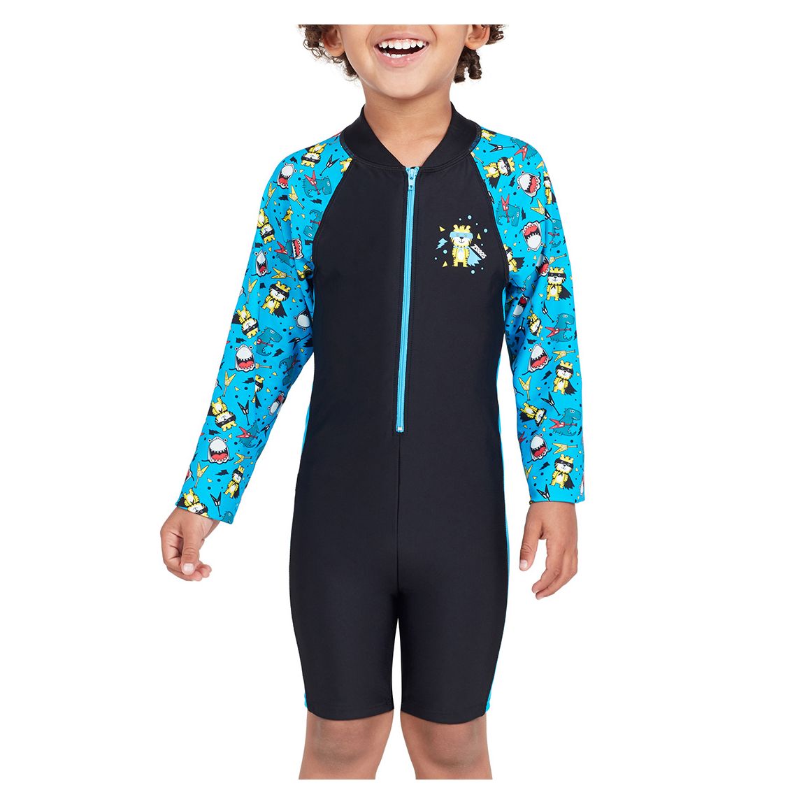 Black Long Sleeve All In One Boys Swim Suit main product photo