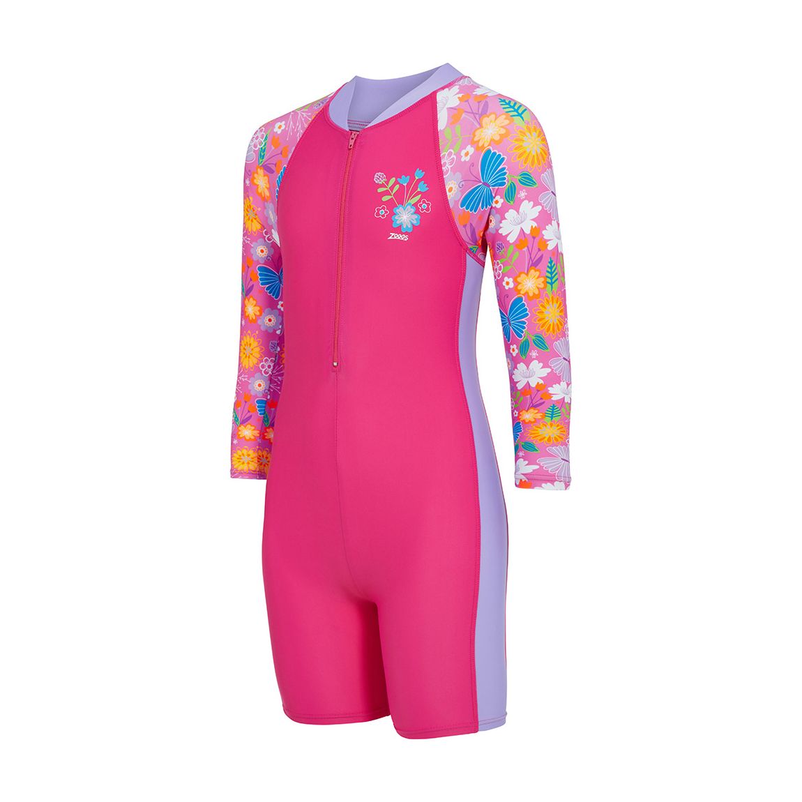 Pink Long Sleeve All In One Girls Swim Suit main product photo