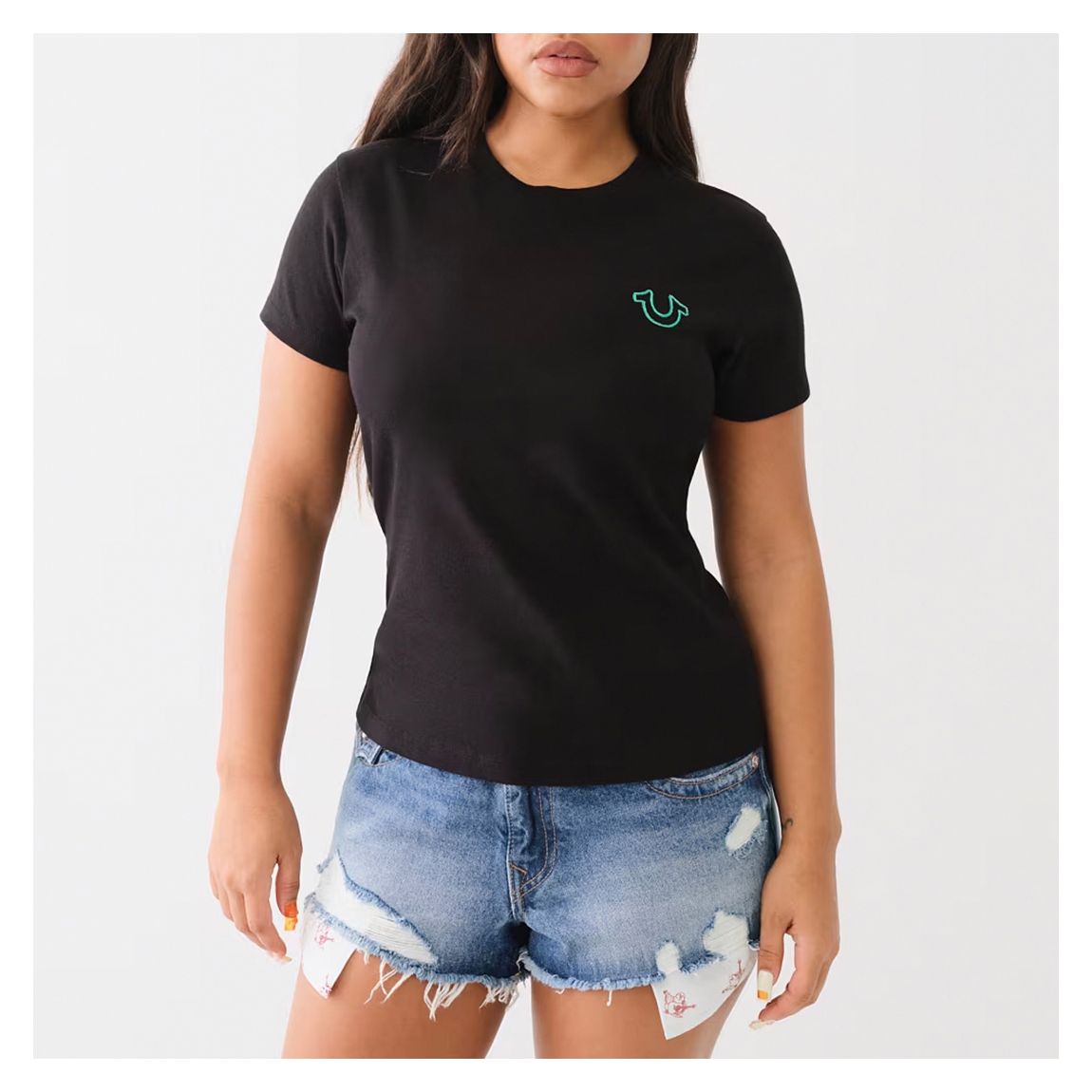 Black Chain Stitch Cotton T-Shirt main product photo