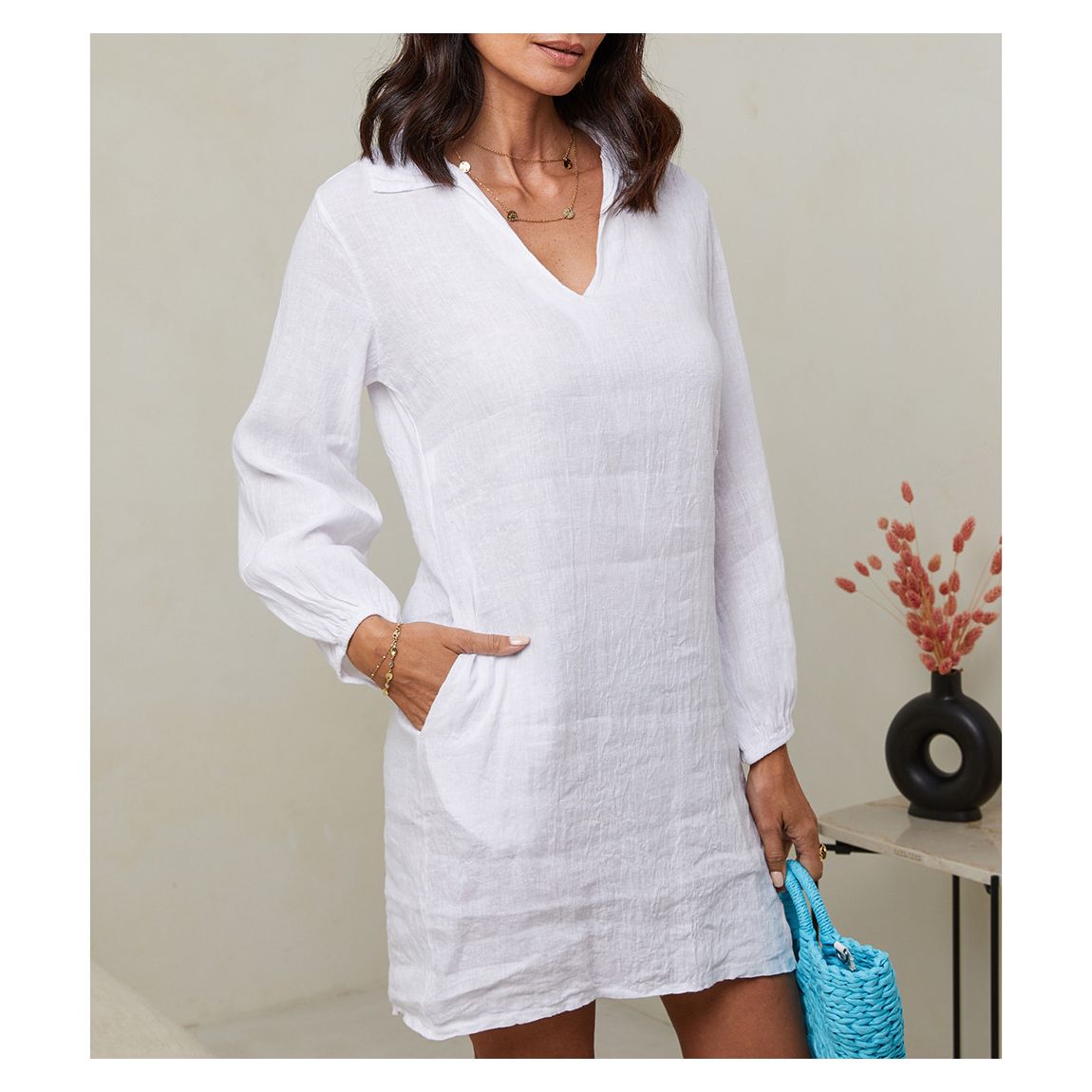 White Linen Dress main product photo