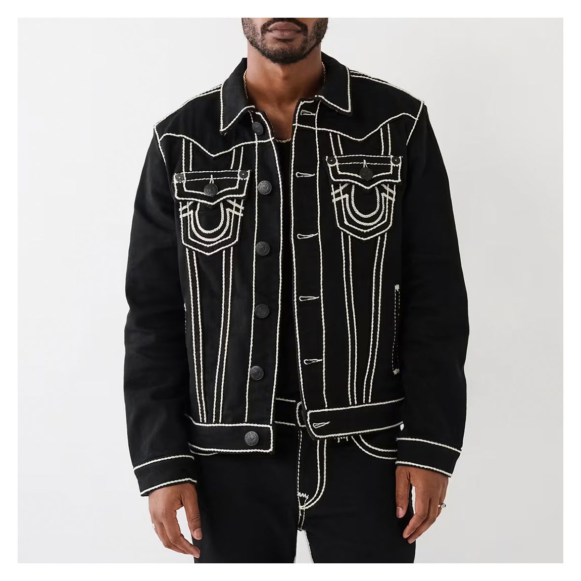 Black Jimmy Rope Stitch Denim Jacket main product photo