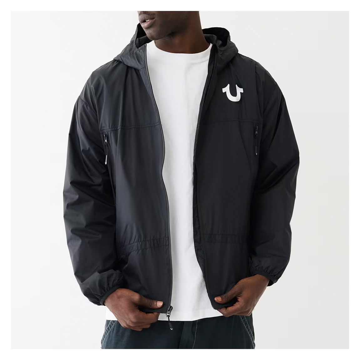 Black Double Pocket Hooded Jacket main product photo