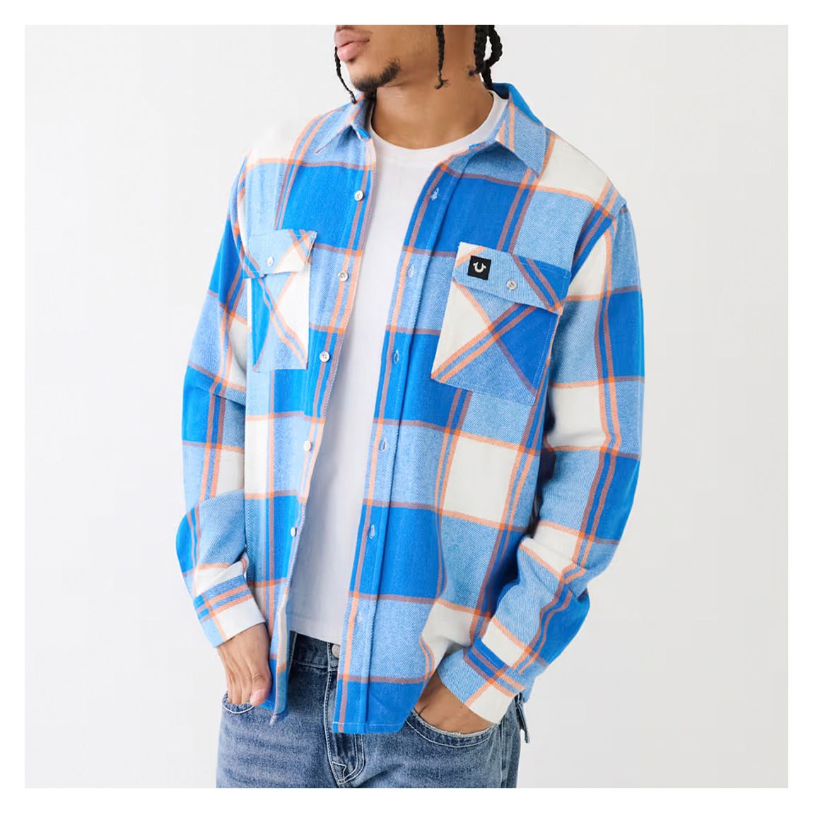 Blue Check Print Cotton Shirt main product photo