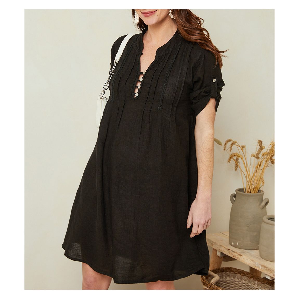 Black Linen Mini Dress main product photo