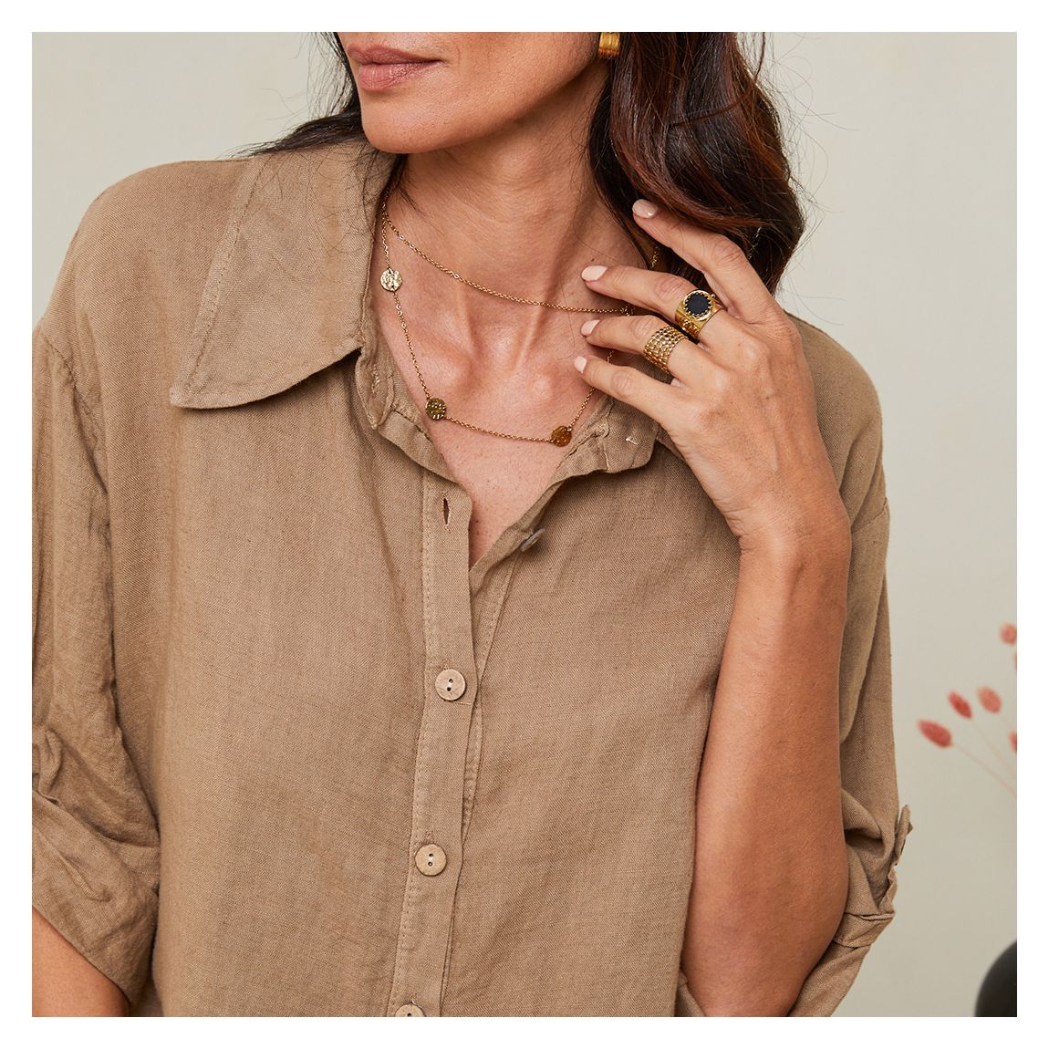 Camel Linen Shirt main product photo