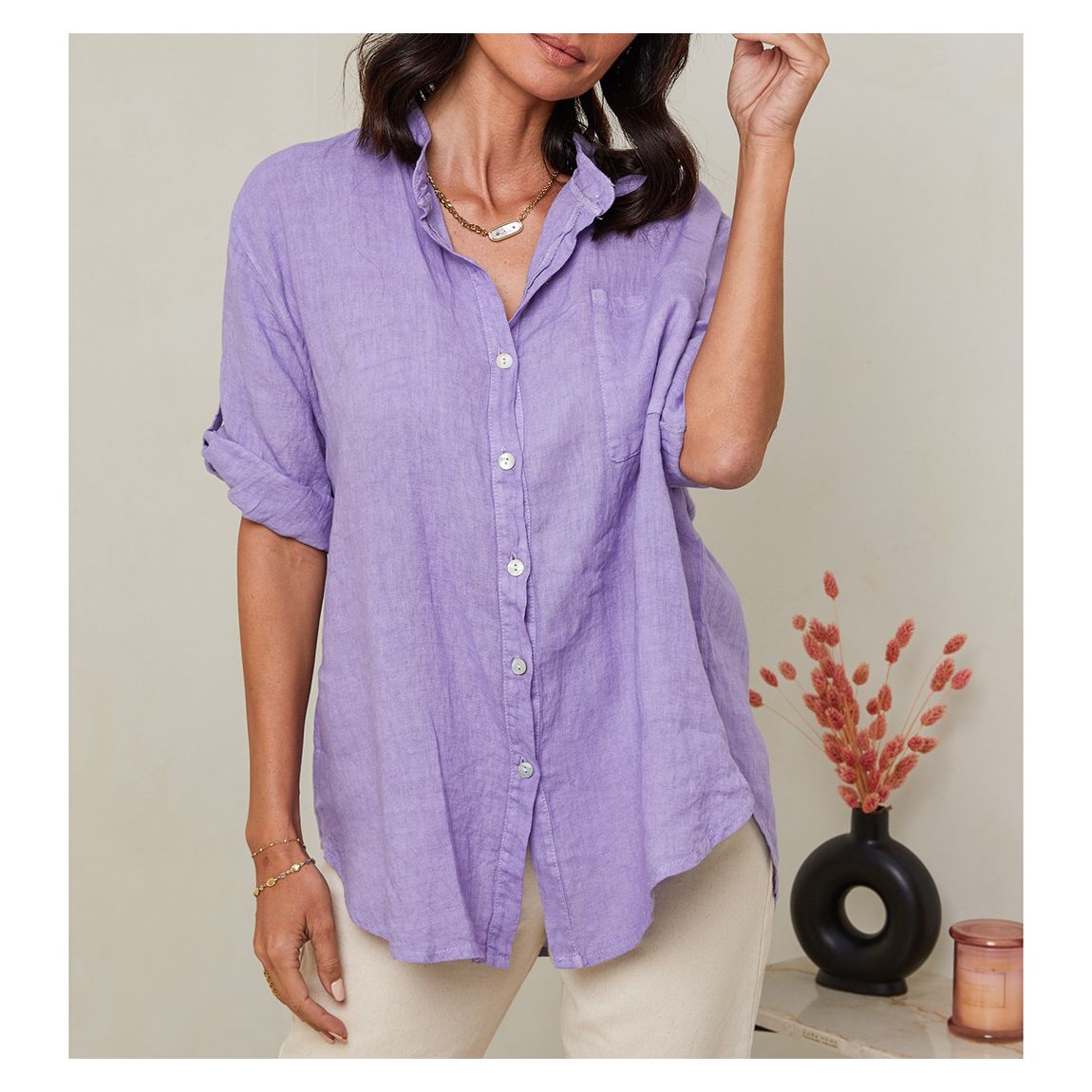 Purple Linen Shirt main product photo
