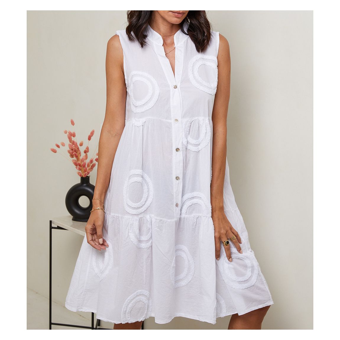 White Linen Mini Dress main product photo