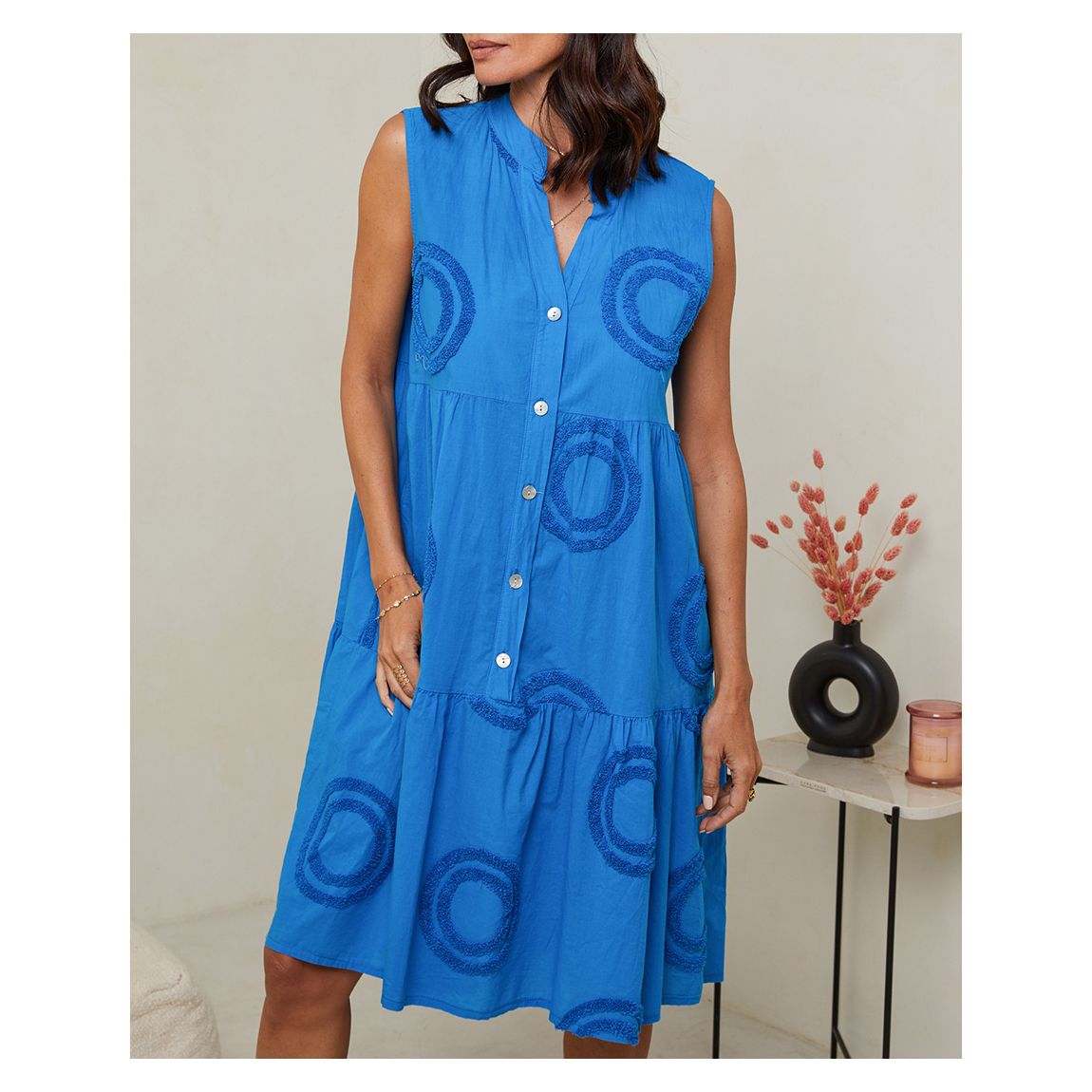 Blue Linen Mini Dress main product photo