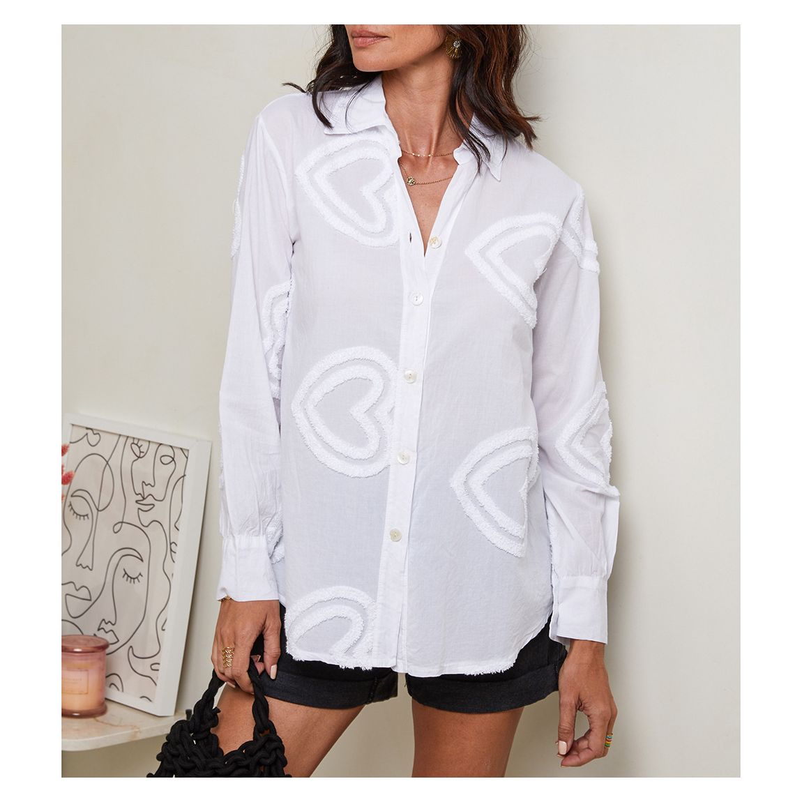 White Heart Linen Shirt main product photo