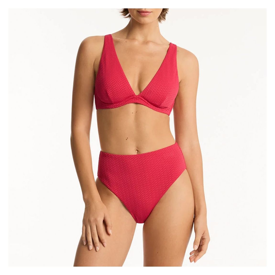 Red Nouveau Longline Underwire Bikini Top main product photo