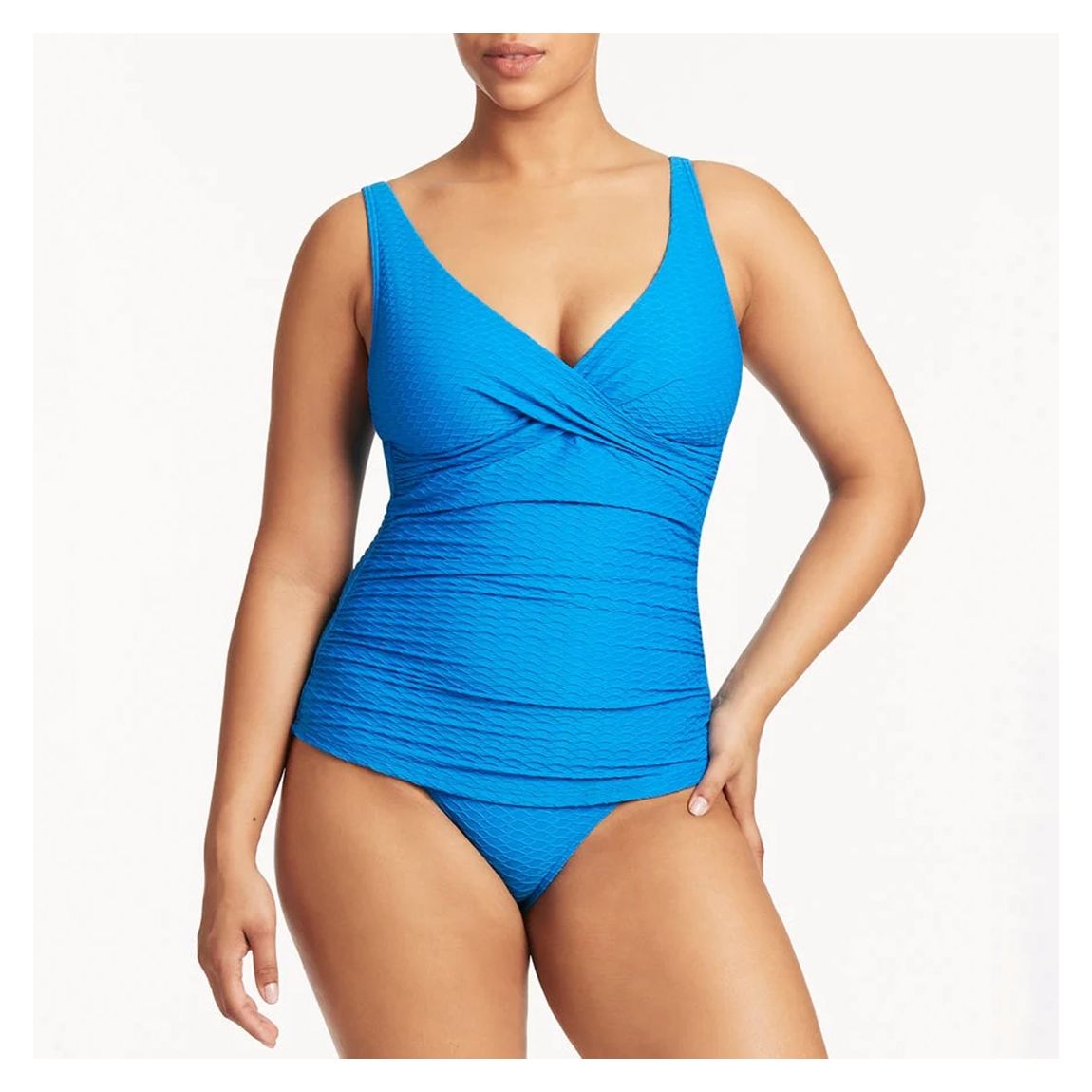 Blue Honeycomb Cross Front Singlet Top main product photo