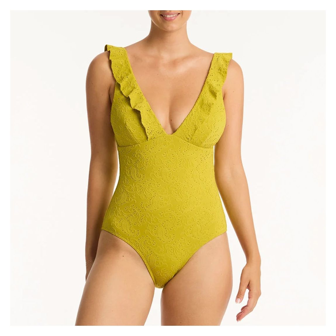 Green Interlace Frill Swimsuit main product photo