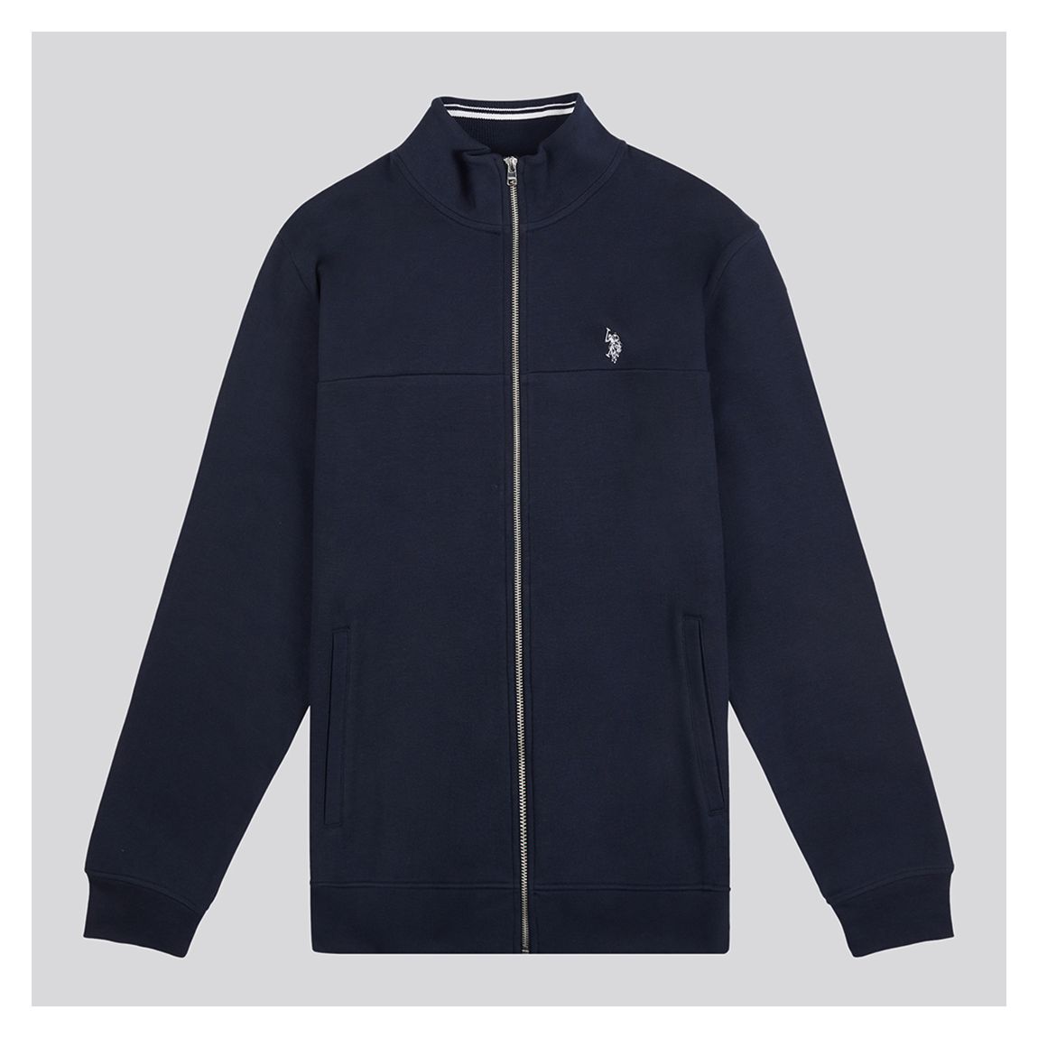 Navy Funnel Neck Zipped Cotton Blend Jumper main product photo