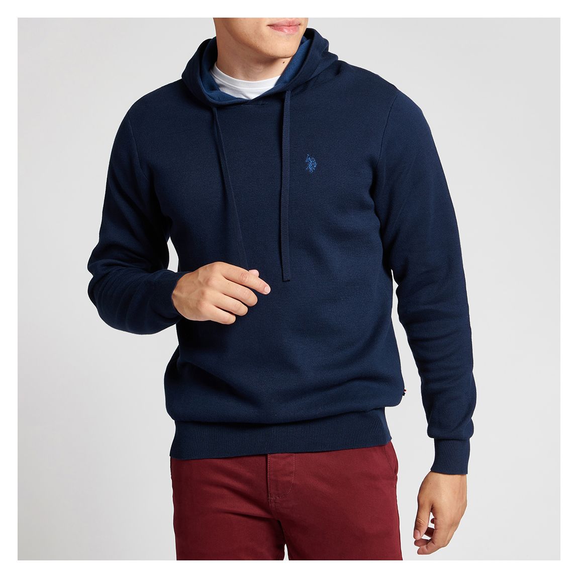 Navy Plated Contrast Cotton Hoodie main product photo