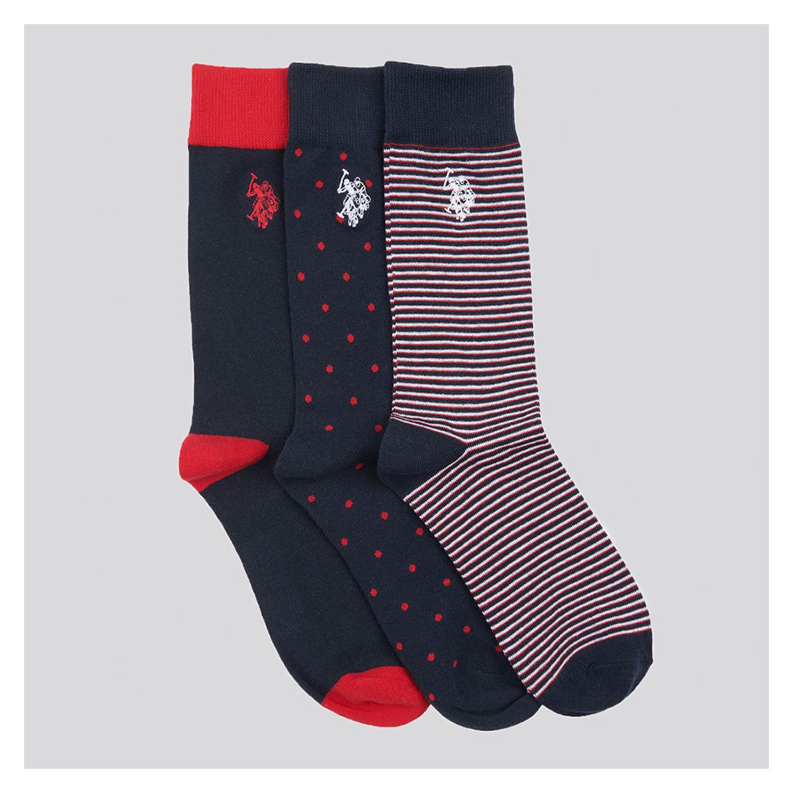 Navy 3 Pack Printed Cotton Blend Socks main product photo