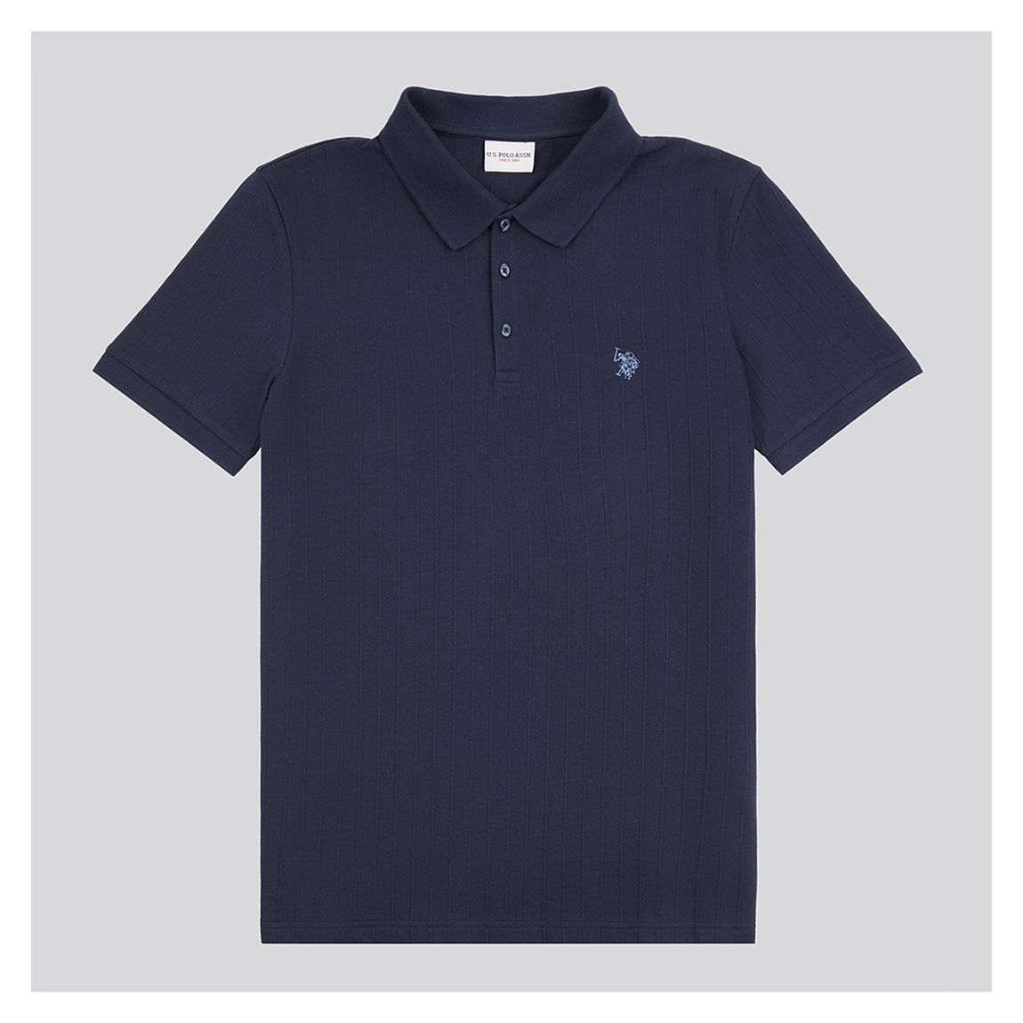 Navy Textured Cotton Polo Shirt main product photo