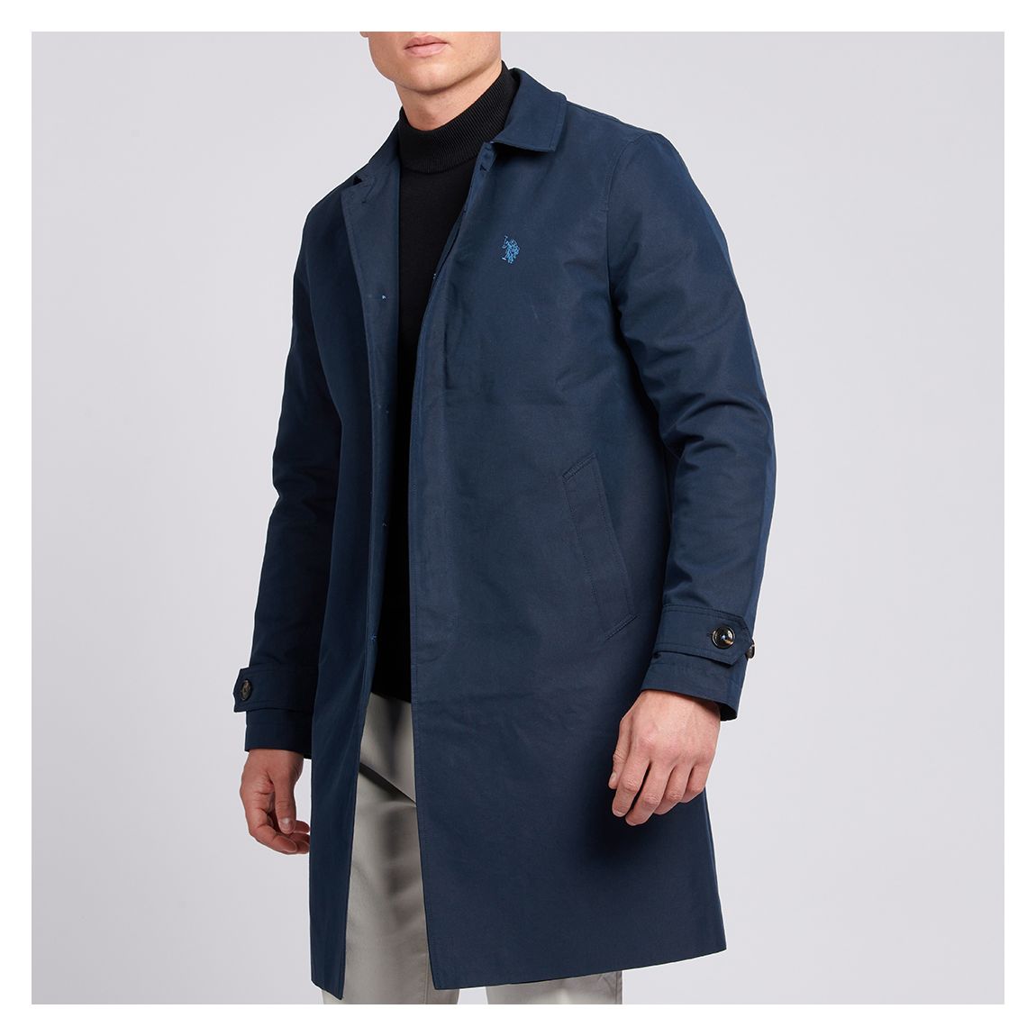 Navy Longline Cotton Trench Coat main product photo