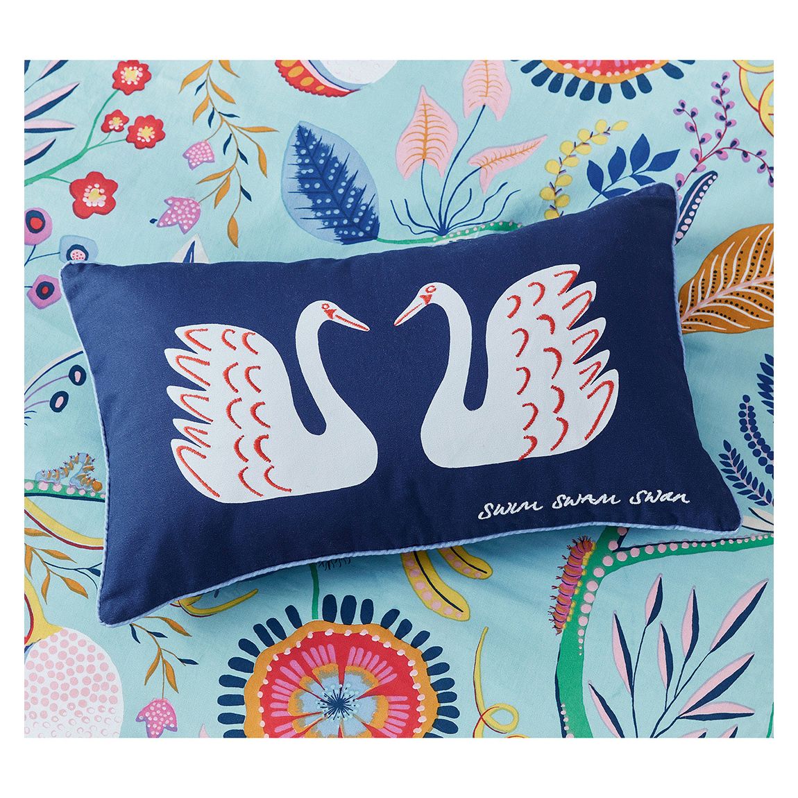 Jackfruit & The Beanstalk Cushion, Navy & Sky main product photo