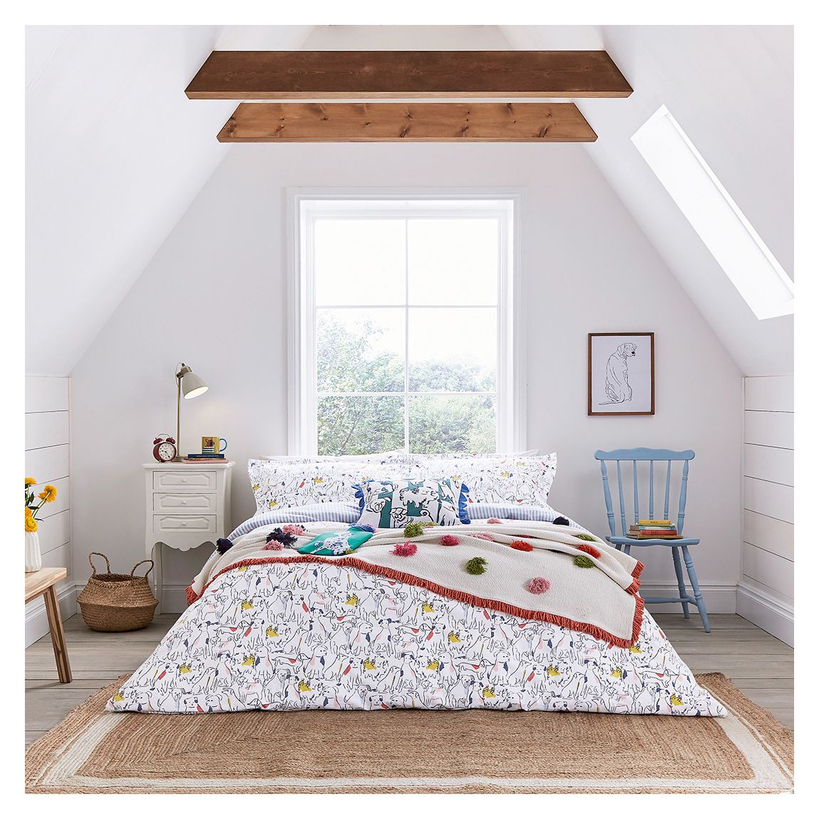 Linear Dogs Double Duvet Cover Set, Multi main product photo
