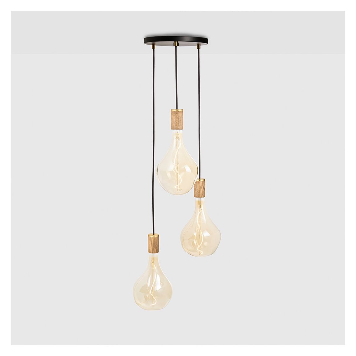 Small Black Canopy with Oak Pendants with Voronoi II main product photo