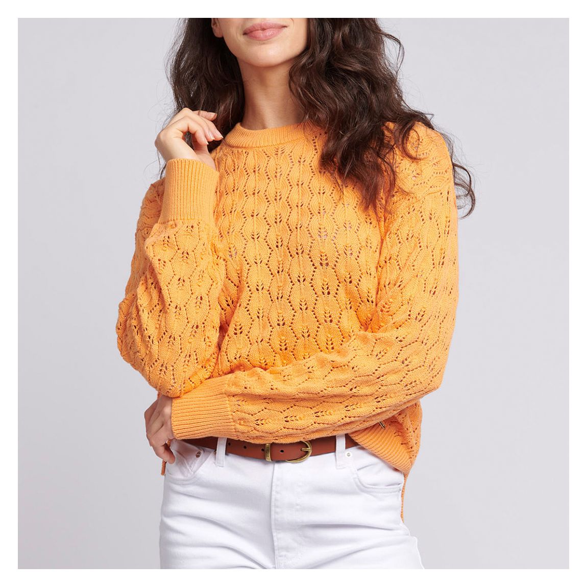 Orange Pointelle Cotton Blend Jumper main product photo