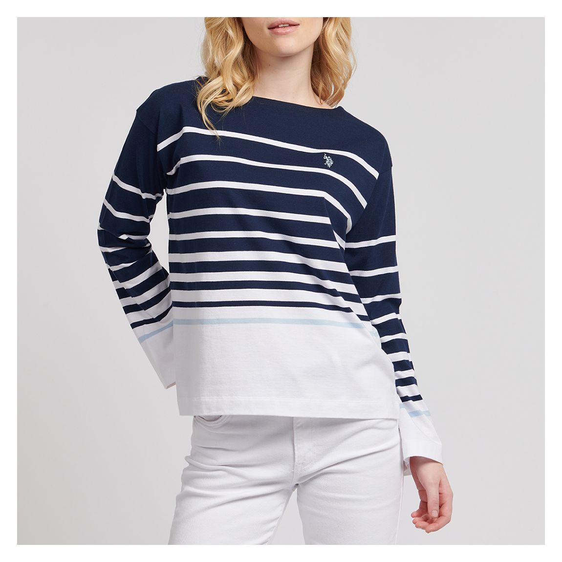 Navy Reverse Stripe Cotton Top main product photo