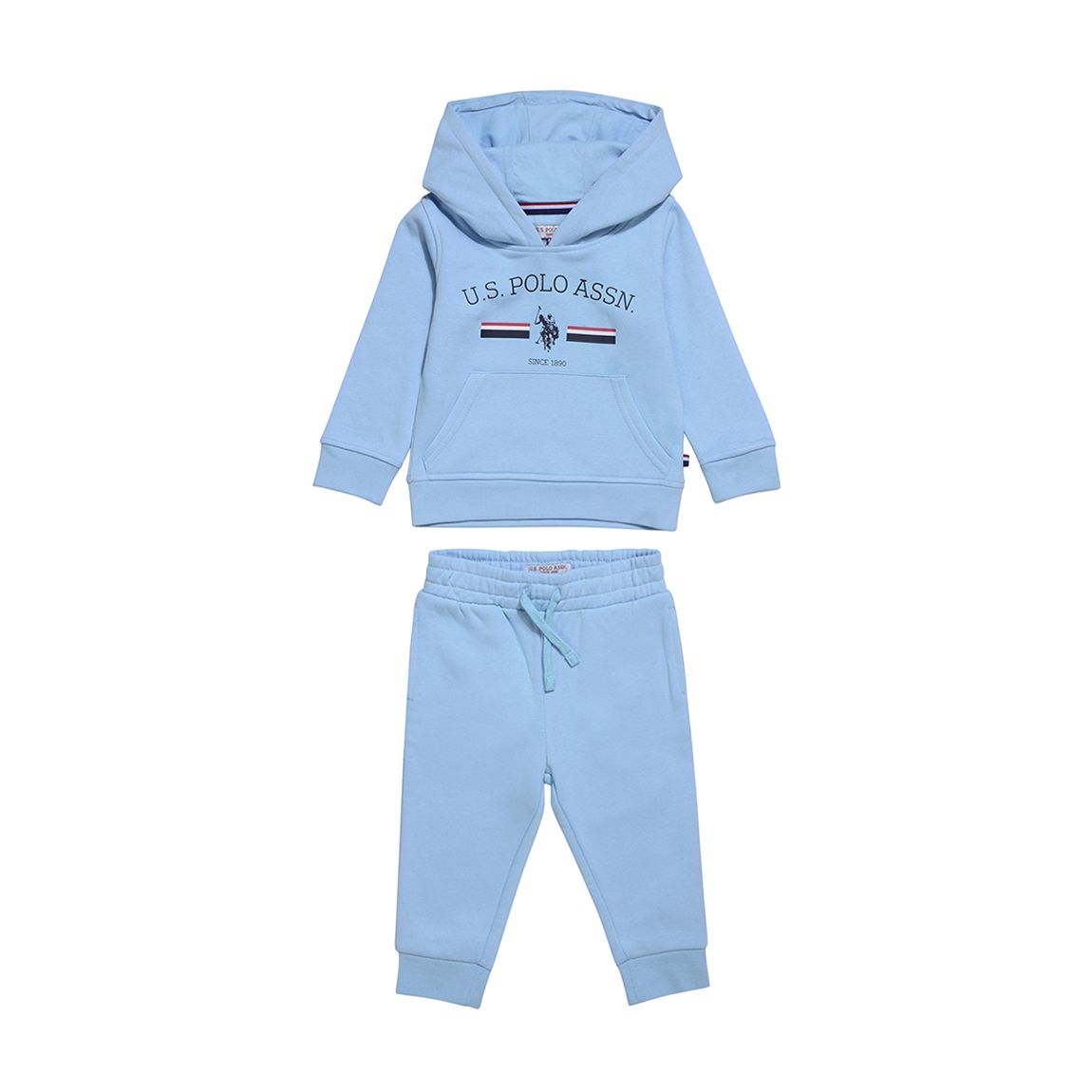 Boy's Pale Blue Stripe Cotton Blend Hoodie and Jogger Set main product photo