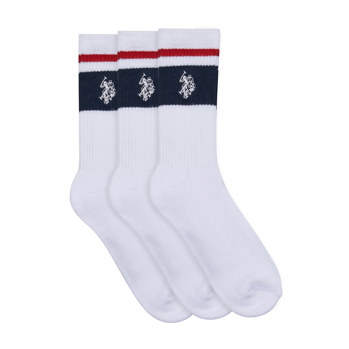 Boy's White 3 Pack Stripe Cotton Socks main product photo