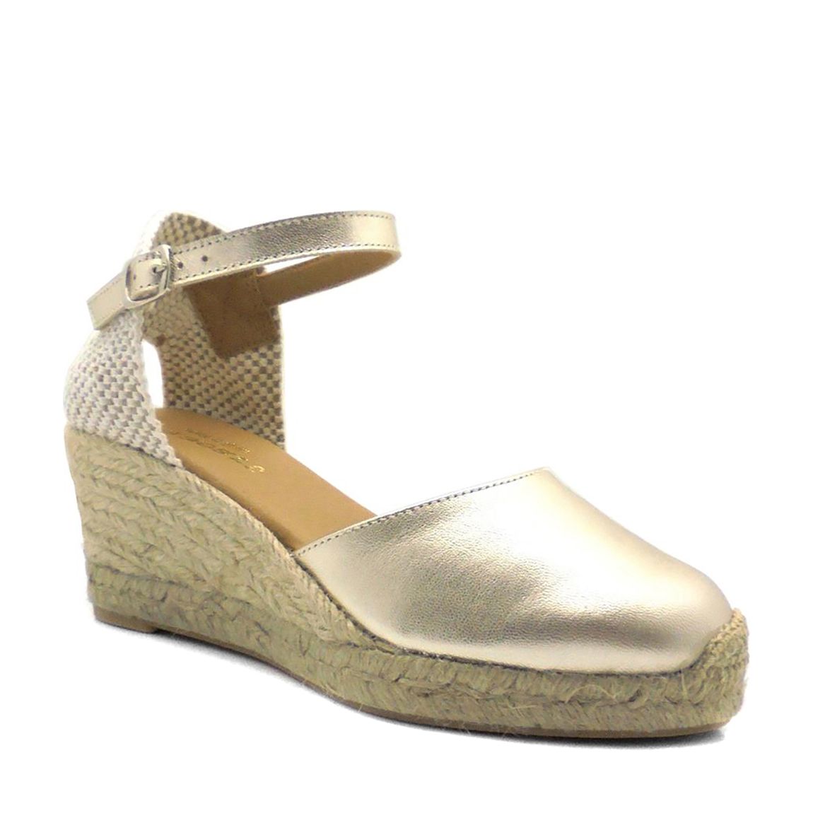 Gold Suede Closed Toe Espadrilled Wedges main product photo